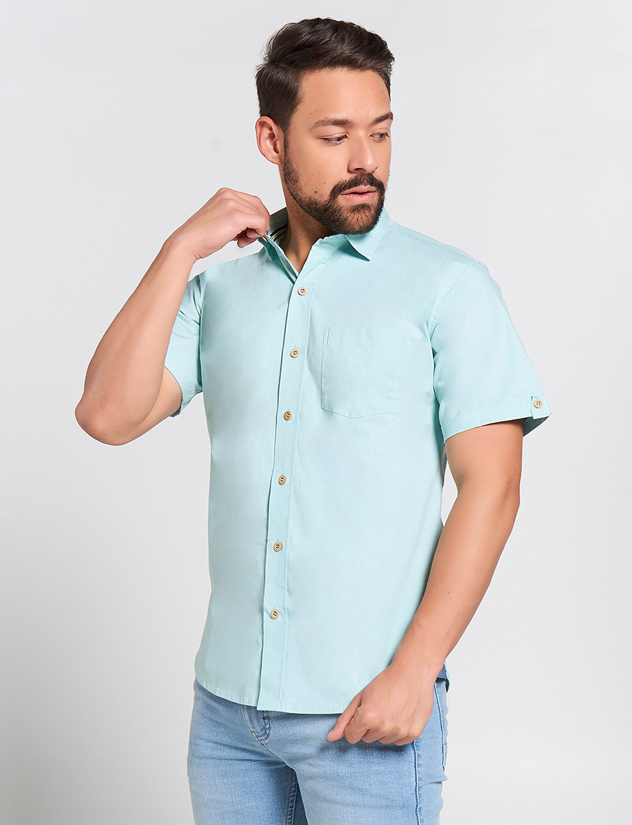 Camisa Verde Menta Manga Corta