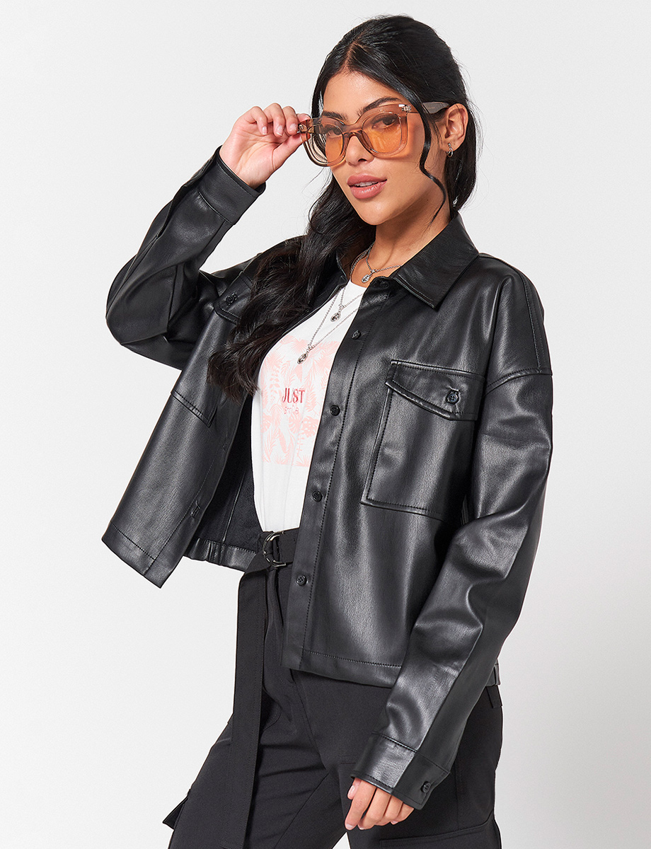 Chaqueta Cuerina Unicolor