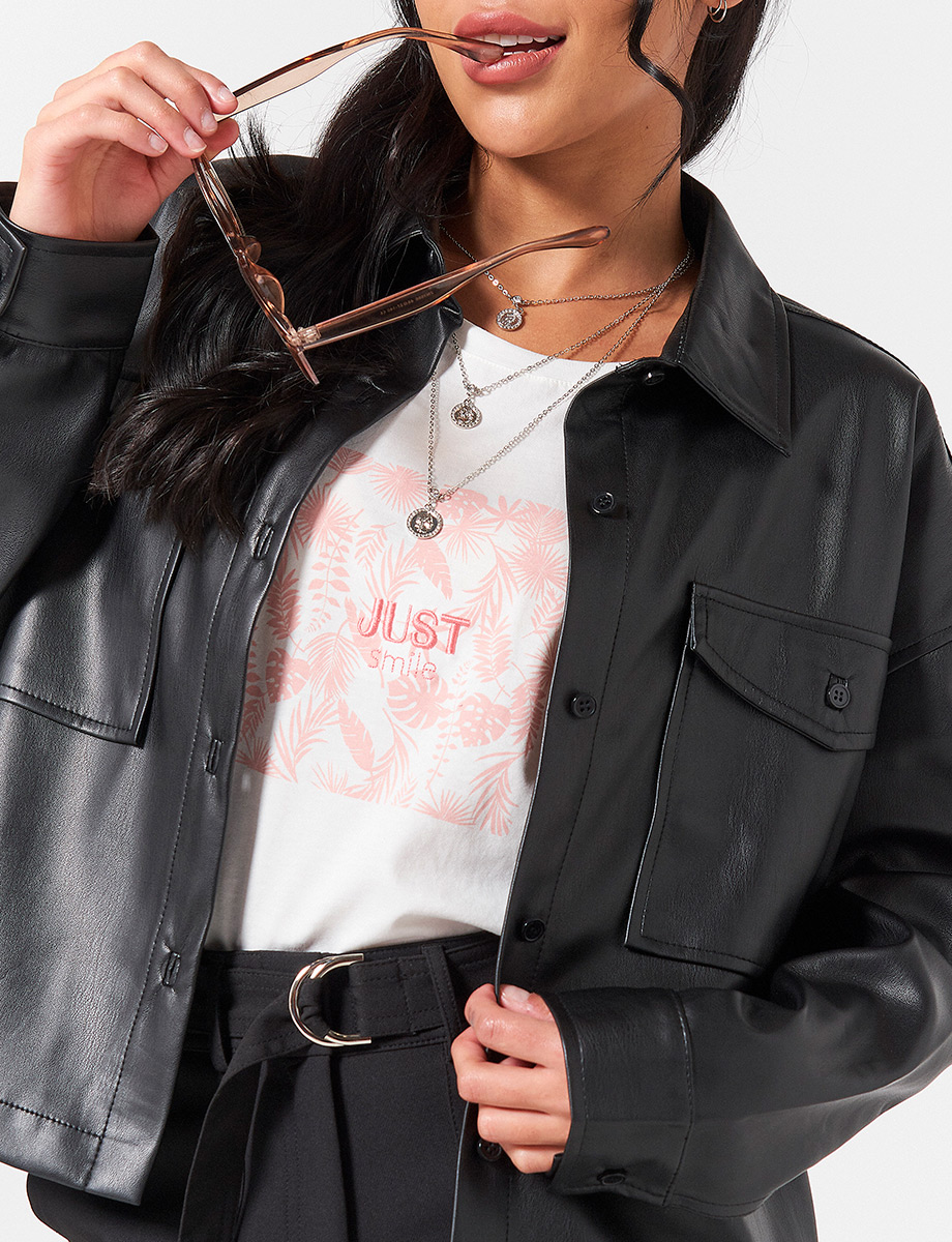 Chaqueta Cuerina Unicolor