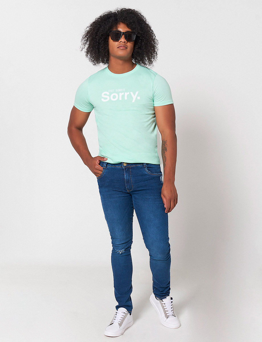 Skinny Jean Roto Azul medio