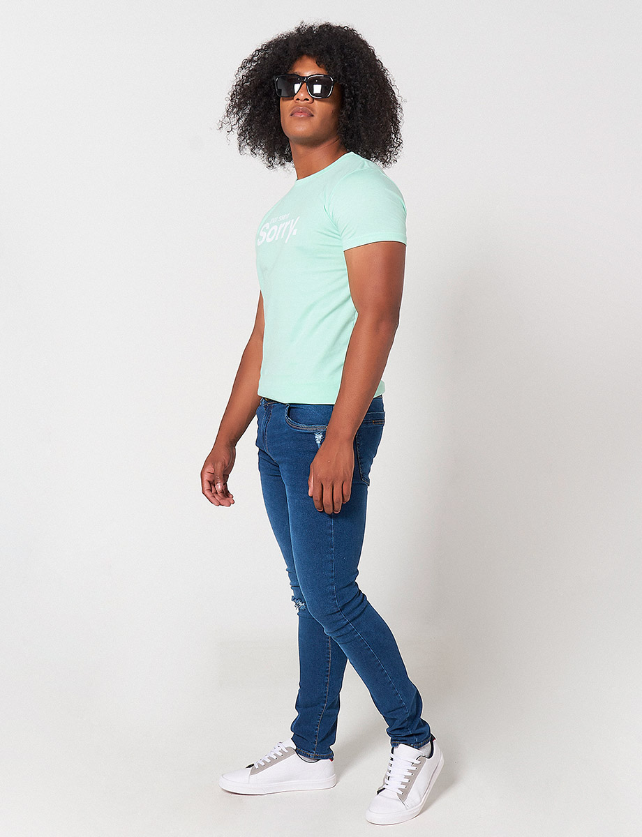 Skinny Jean Roto Azul medio
