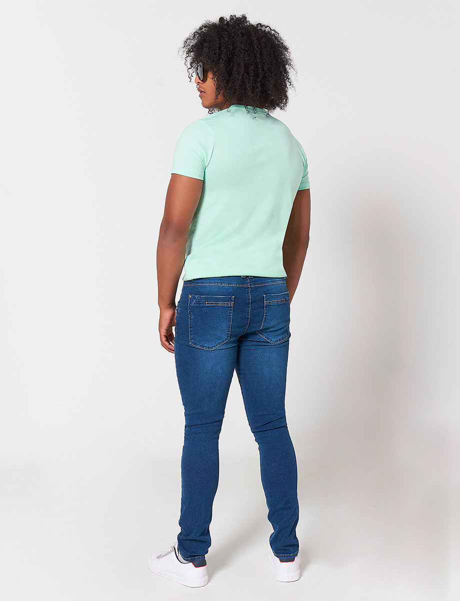 Skinny Jean Roto Azul medio