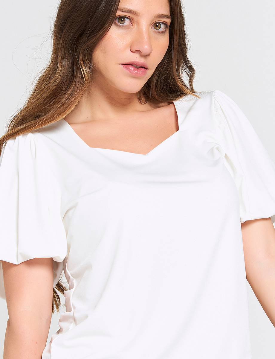 Camiseta Blanca Manga Bombacha