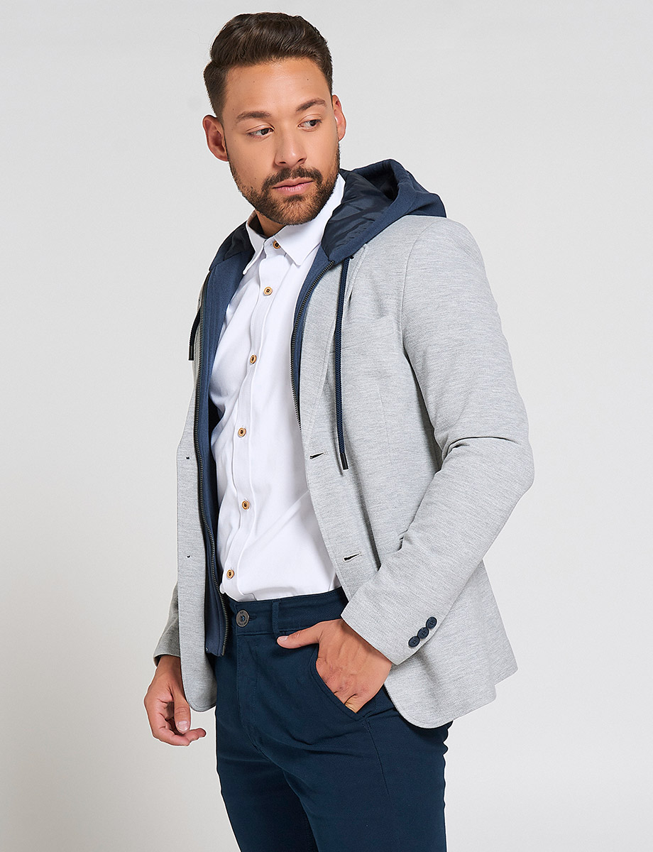 Blazer Combinado con Capucha