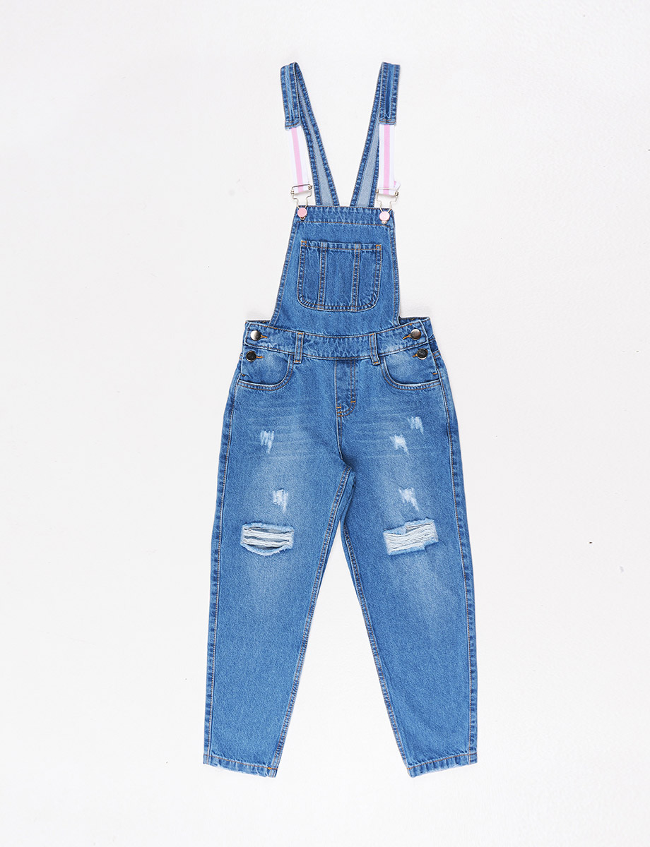 Overol Denim Largo con Rotos