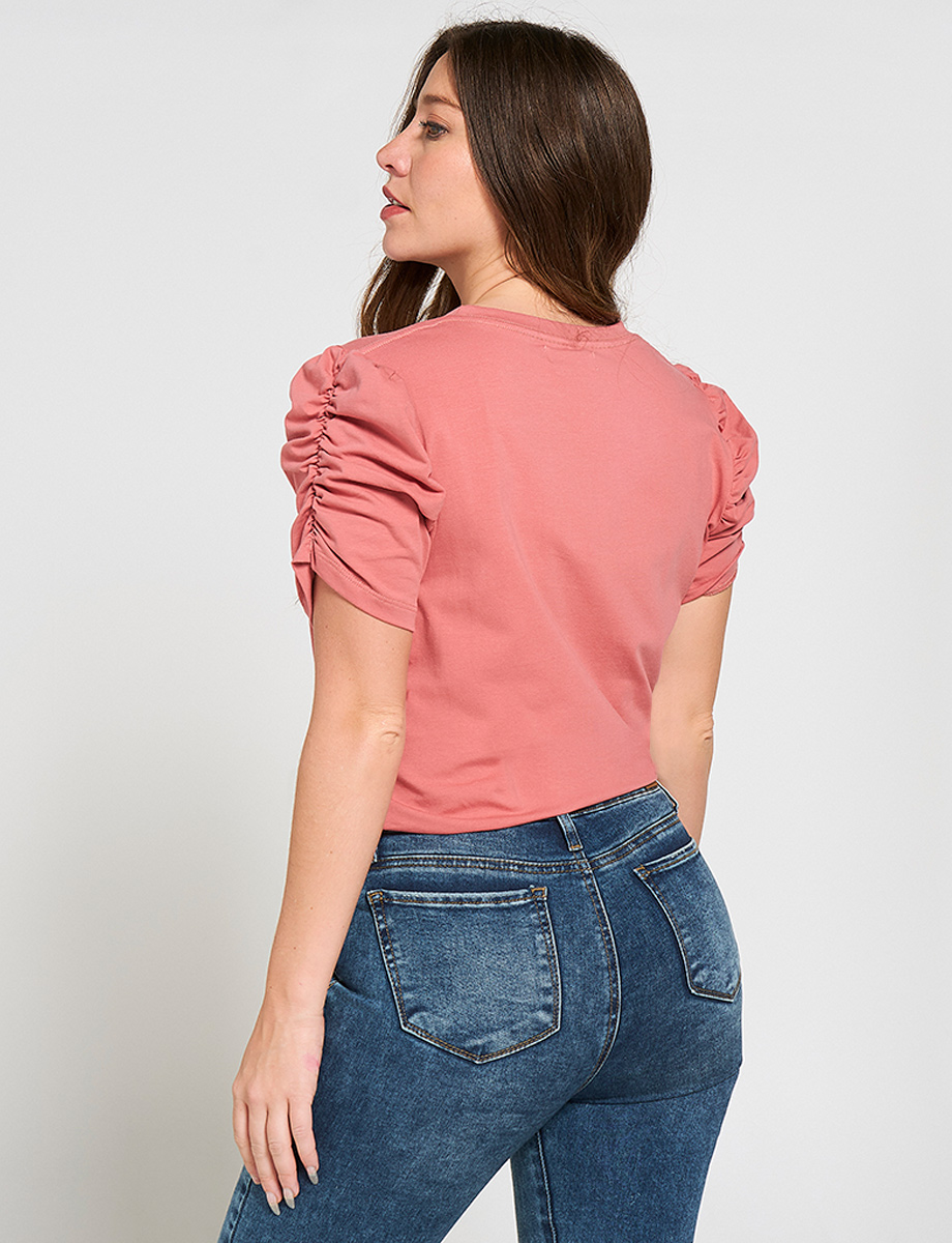 Camiseta Good Vibes Manga con Encarrujado