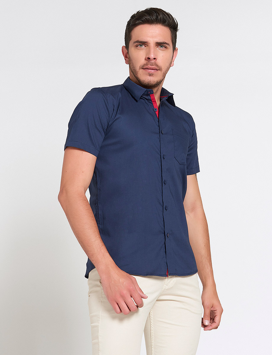 Camisa Manga Corta Azul Oscuro | CAMISAS | CAMISAS | MODA HOMBRE ...