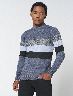 Sweater Bloque Triple de Color Gris oscuro