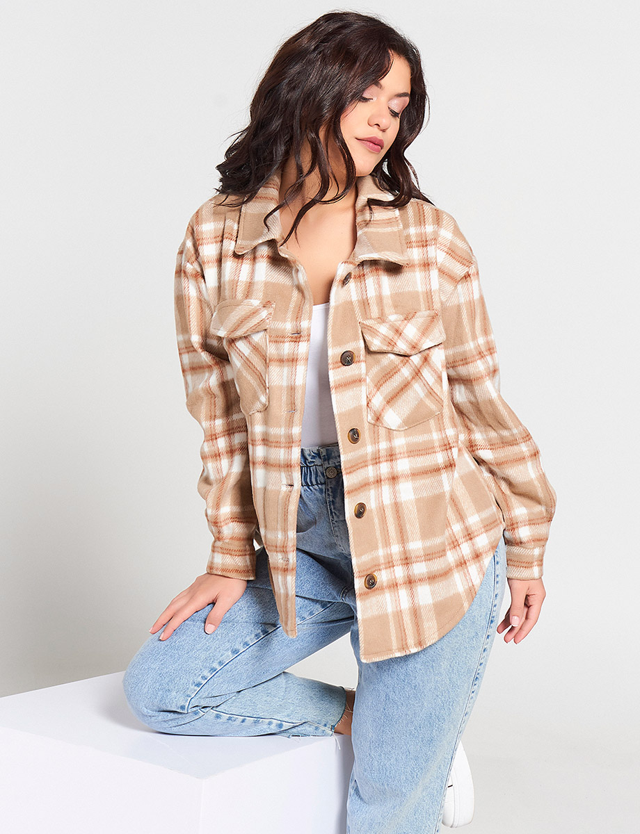 Chaqueta a Cuadros Camel