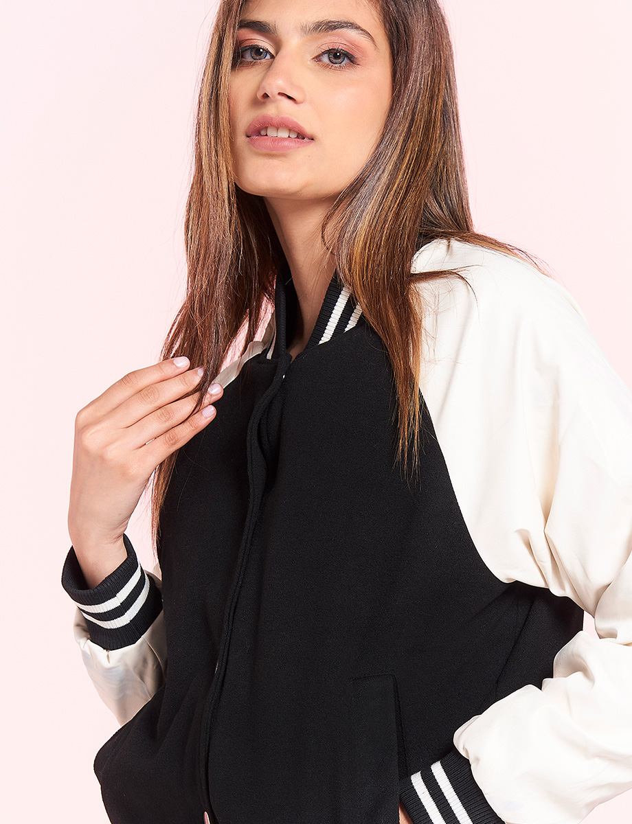 Chompa Bomber Bicolor con Botones
