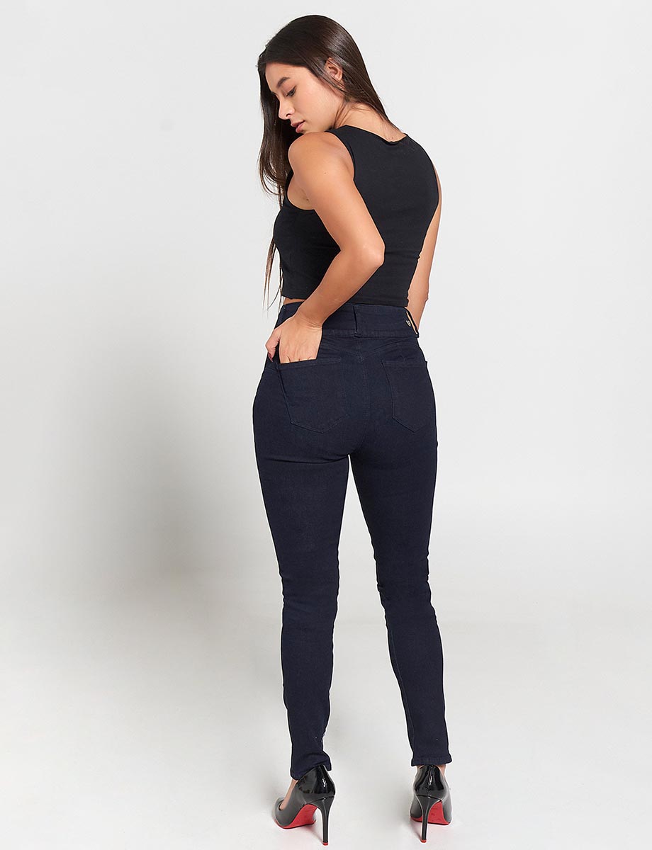 Jean Llano Azul Oscuro con Bolsillos