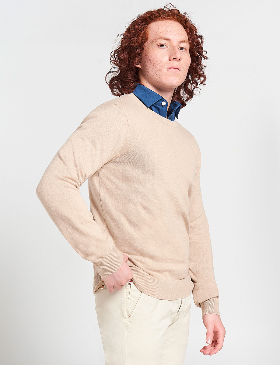 Sweater Cuello Redondo Beige