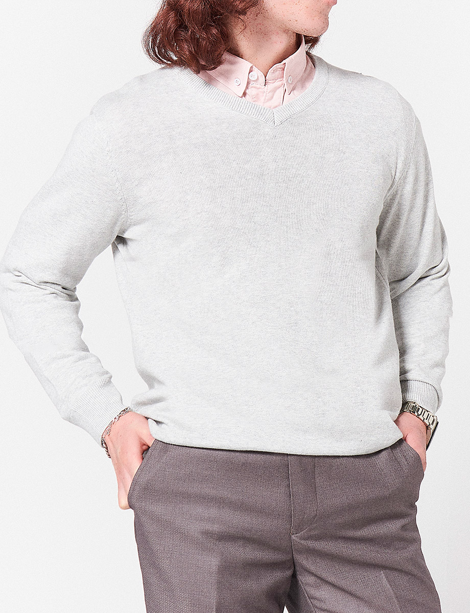 Sweater Cuello en V Unicolor