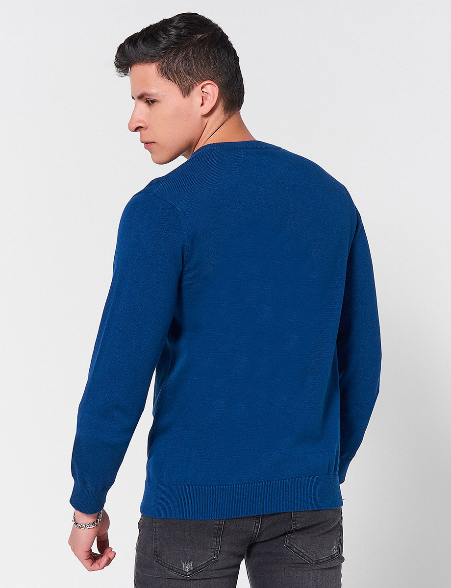 Sweater Cuello en V Unicolor