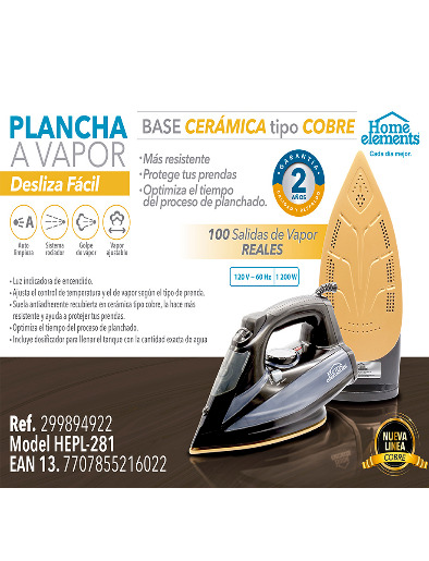 Plancha a Vapor <em class="search-results-highlight">Suela</em> Antiadherente | Home Elements