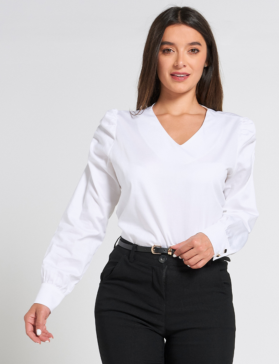 Blusa Blanca Manga Larga BLUSAS BLUSAS MODA MUJER MUJERES