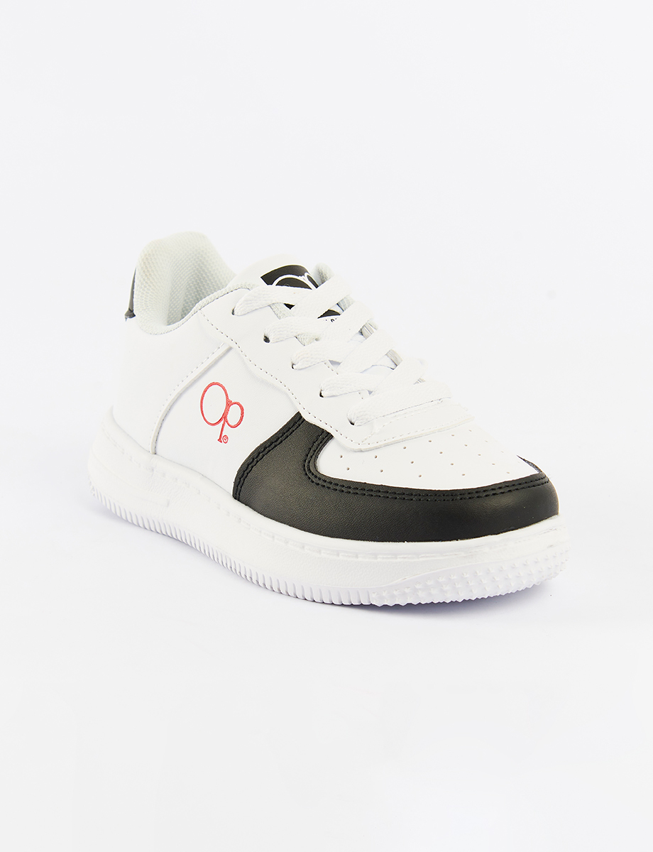 Zapato Caña Baja Cordones Blanco/Negro | OP