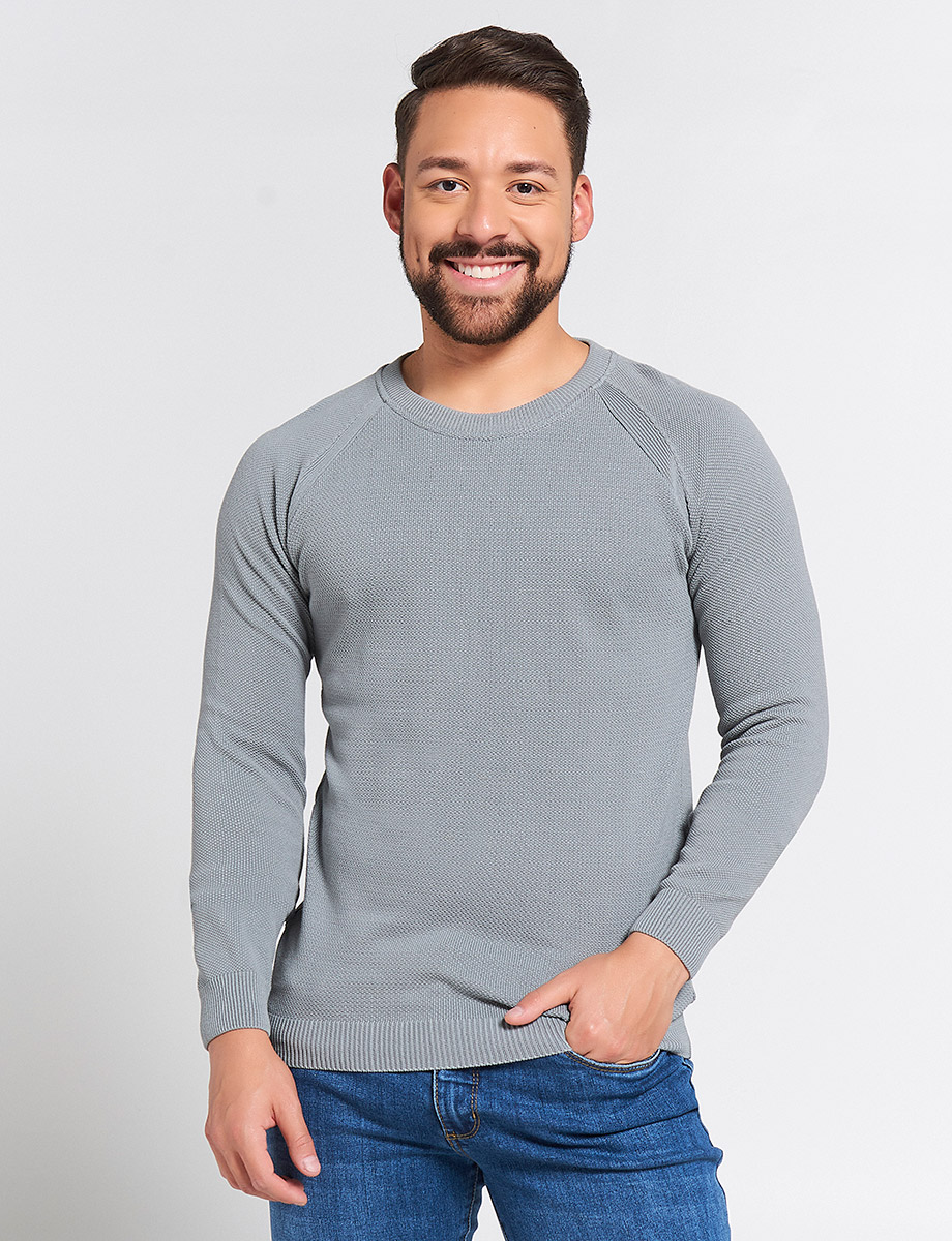 Sweater Básico con Textura Gris
