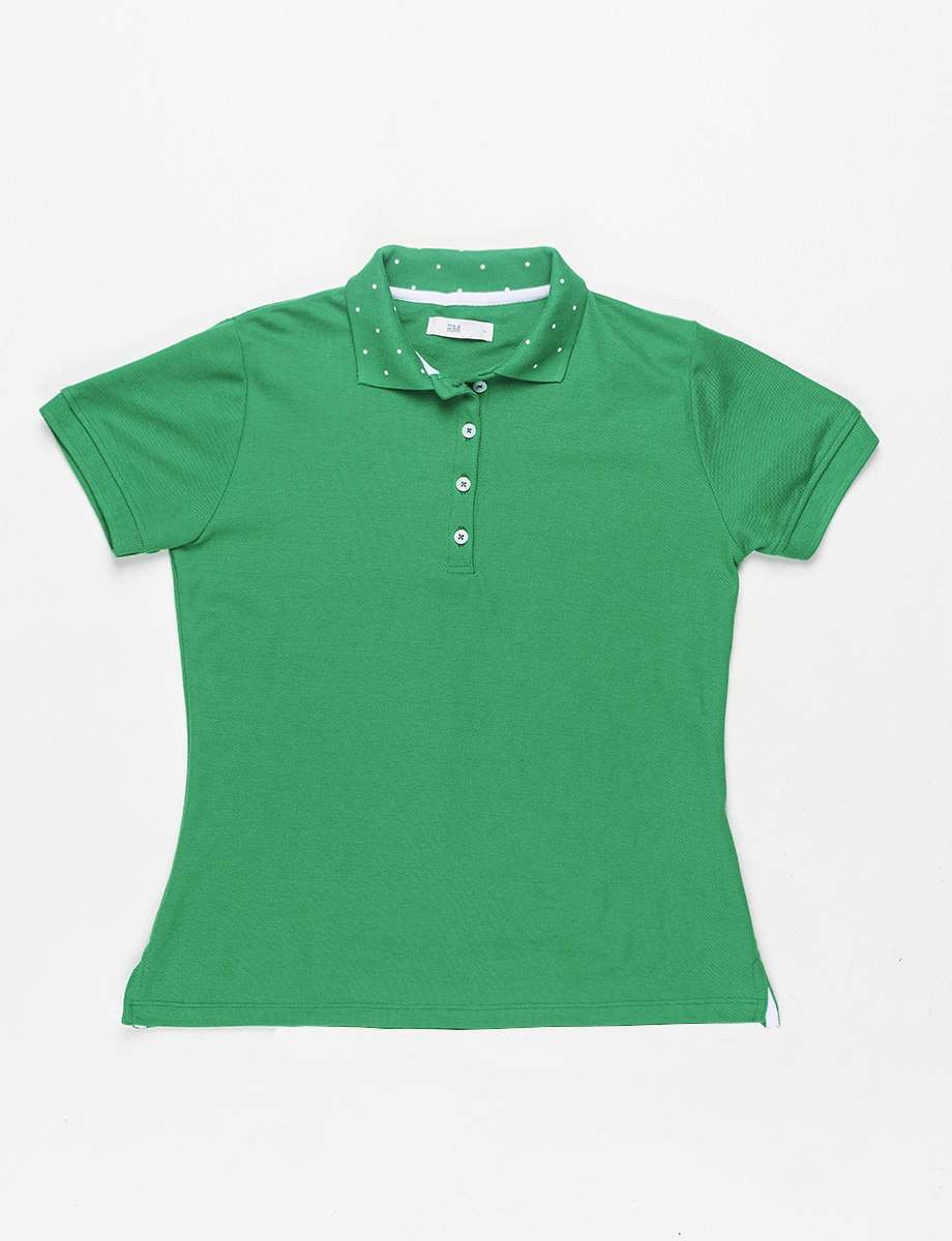 Polo Verde con Puntos en Cuello