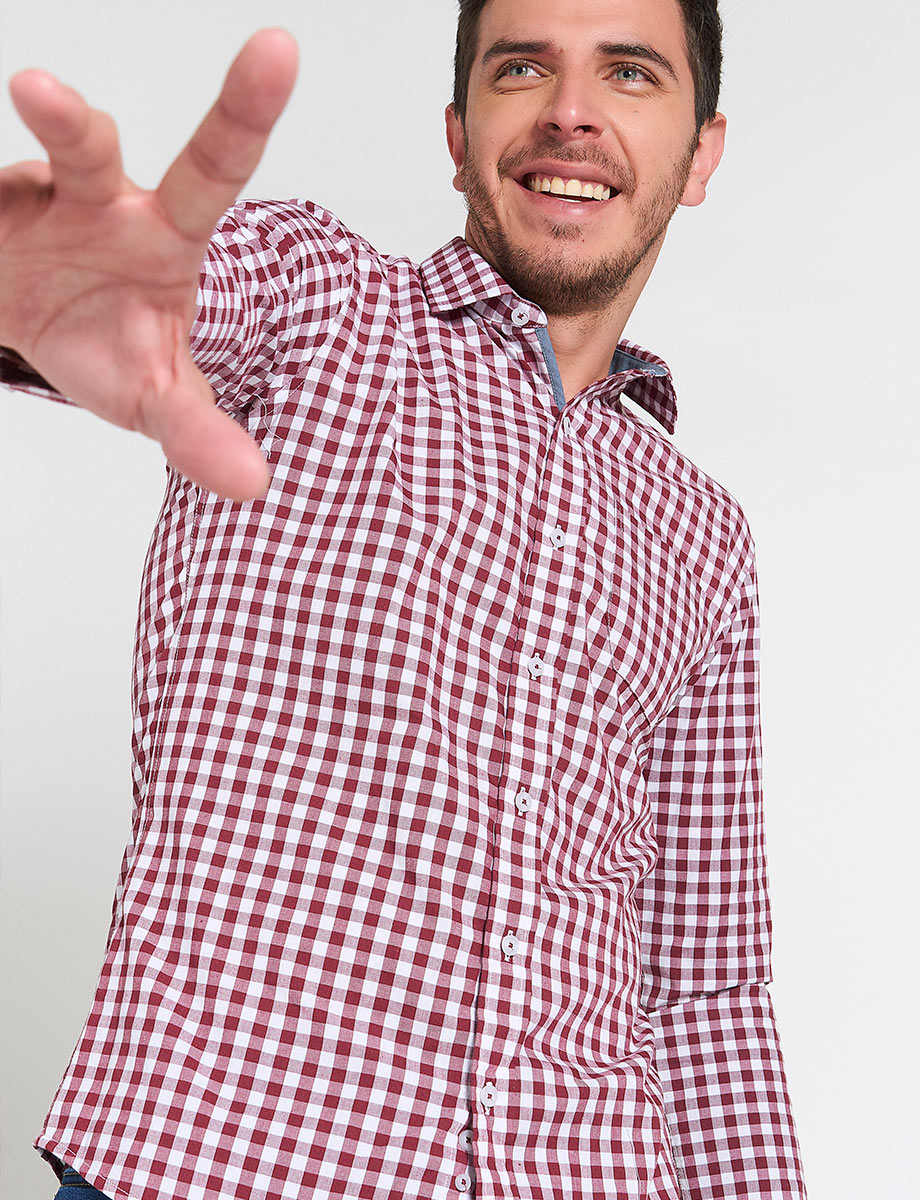 Camisa a Cuadros Blanco/Rojo