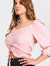 Blusa de Puntos con Fruncido Frontal