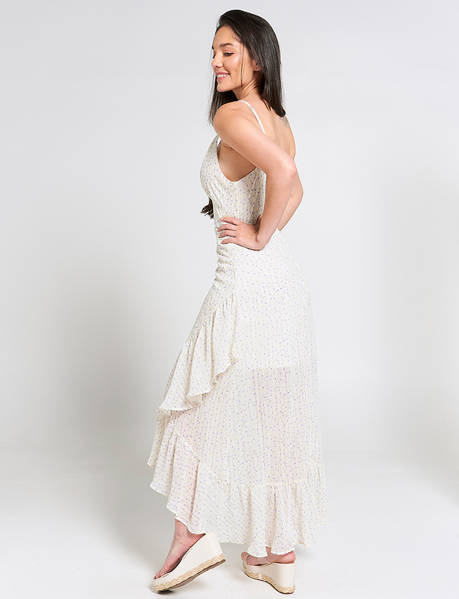 Vestido Estampado Largo con Vuelos