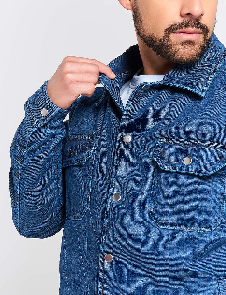 Chaqueta Denim Costuras de Rombos