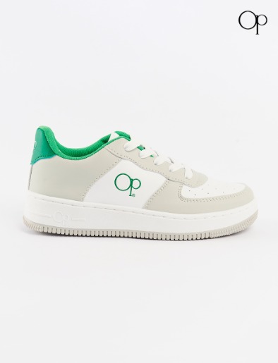 Zapato Caña Baja Gris/Verde Cordones | OP