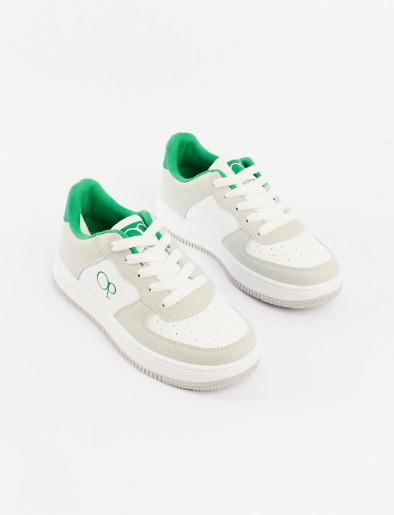 Zapato Caña Baja Gris/Verde Cordones | OP