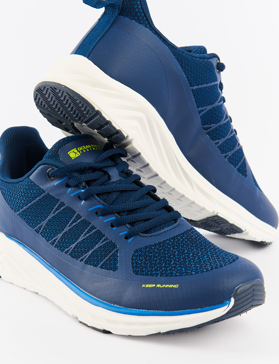 Sneaker Unicolor Azul con Cordones | OP