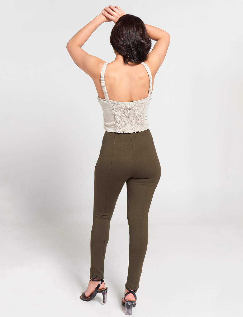 Leggings Urban Young LA W235 Verde Oliva, 81% Nylon 19% Spandex, Alto Rise