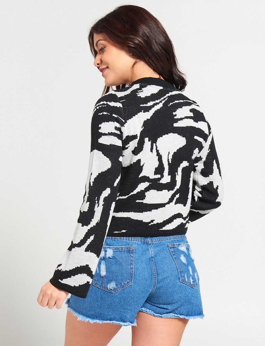 Sweater Animal Print Negro/Blanco