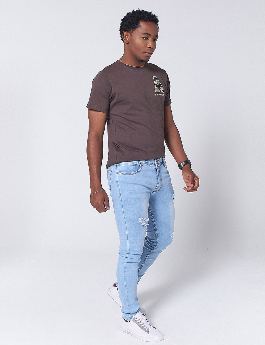 Jean Skinny Semi Rotos Azul claro