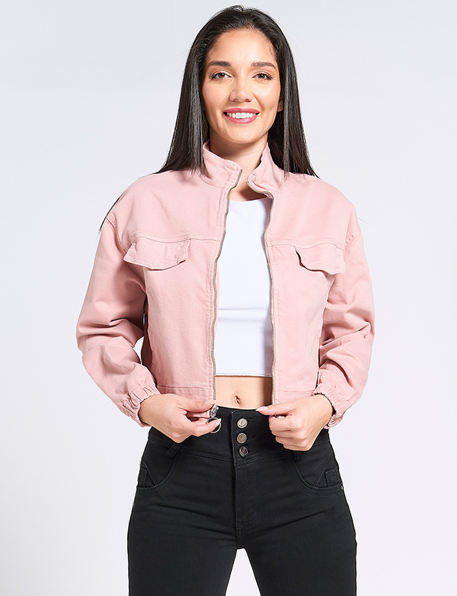 Chompa Corta de Gabardina Palo de rosa