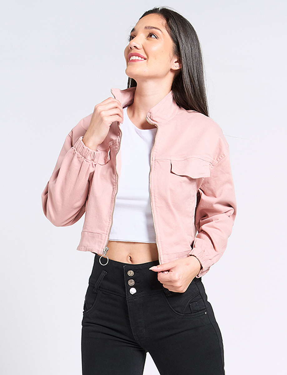 Chompa Corta de Gabardina Palo de rosa