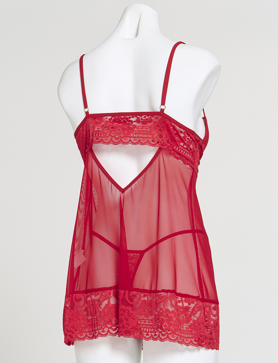 Babydoll con Encaje + Hilo Rojo