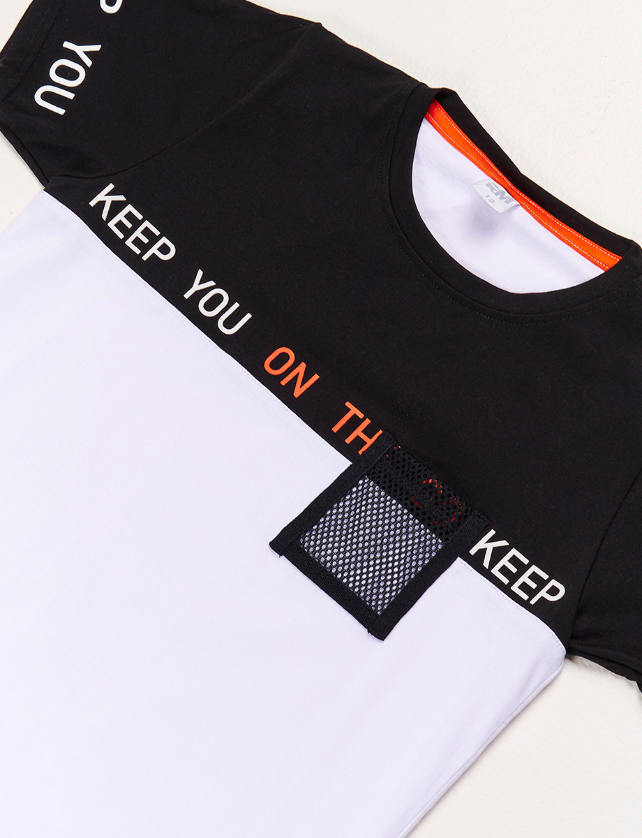 Camiseta Negro/Blanco con Bolsillo