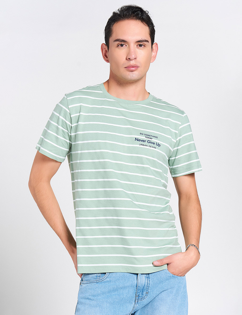 Camiseta Never Give up Verde Agua