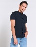 Camisa Azul oscuro Cuello Mao