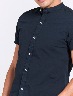 Camisa Azul oscuro Cuello Mao