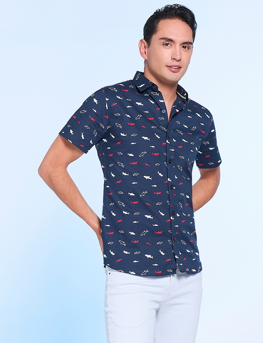 Camisa Prints Tiburones Manga Corta