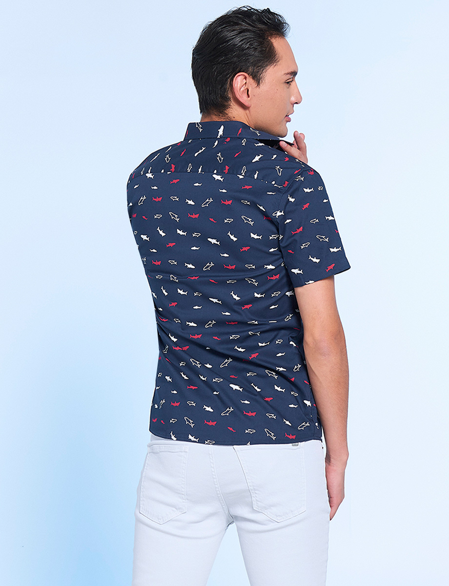 Camisa Prints Tiburones Manga Corta