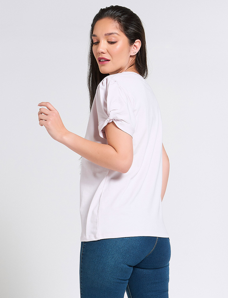 Camiseta Estampada Nudo en Manga