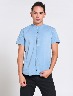 Camisa Denim Celeste Cuello Mao