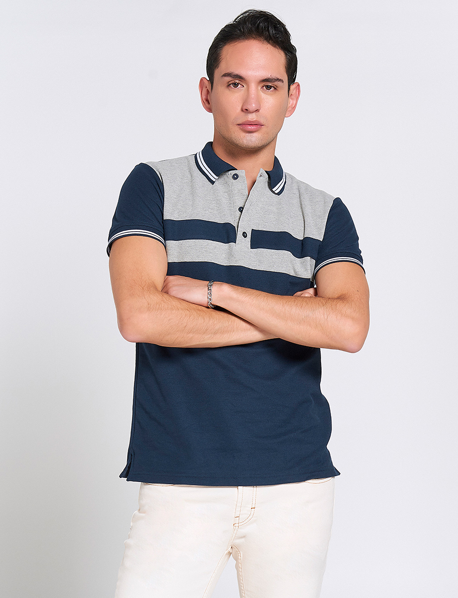 Polos Color Es Polo Bloque de Color Azul/Gris | CAMISETAS Y POLOS | CAMISETAS Y POLOS ...