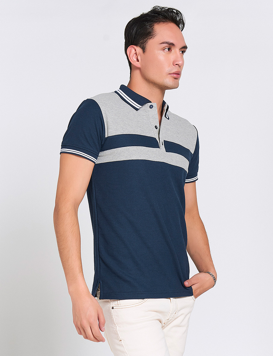 Polos Color Es Polo Bloque de Color Azul/Gris | CAMISETAS Y POLOS | CAMISETAS Y POLOS ...