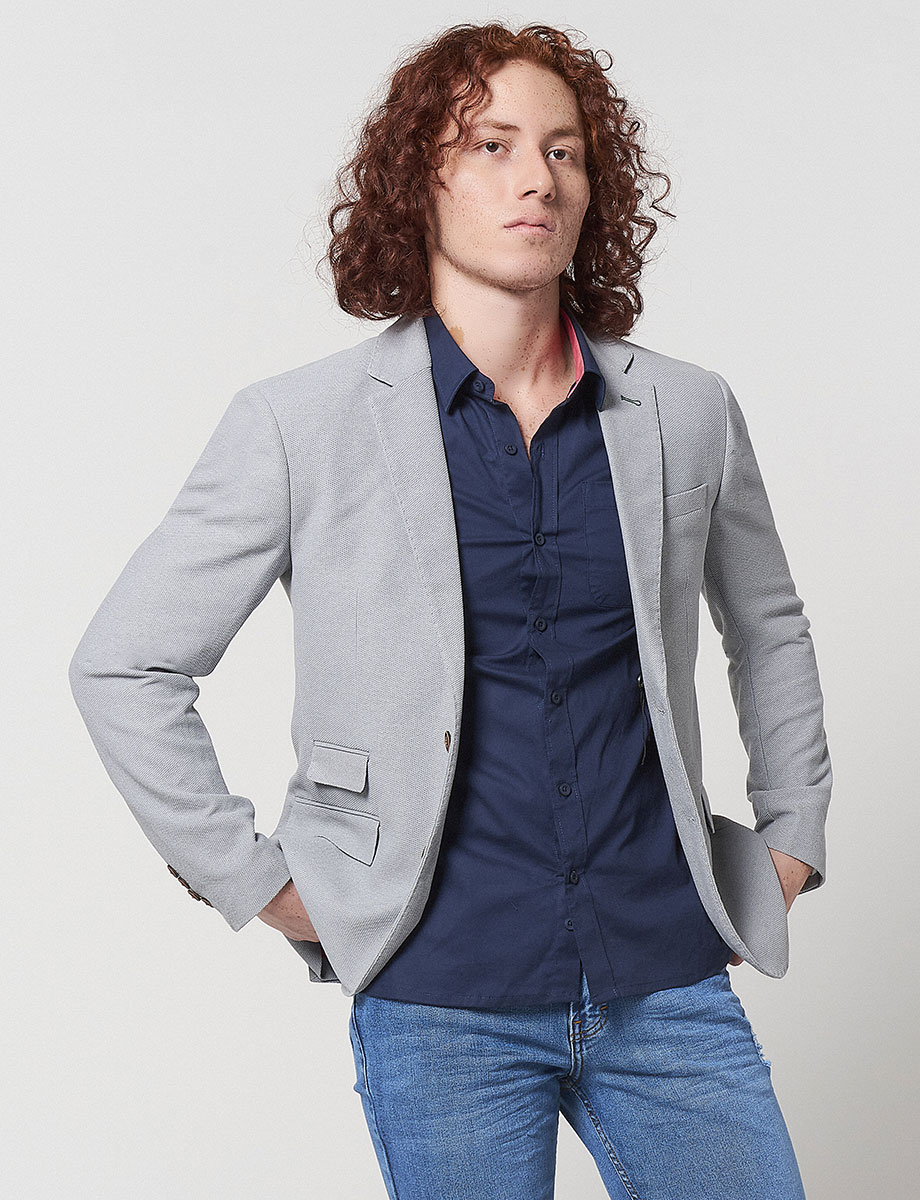 Blazer Textura Gris Claro