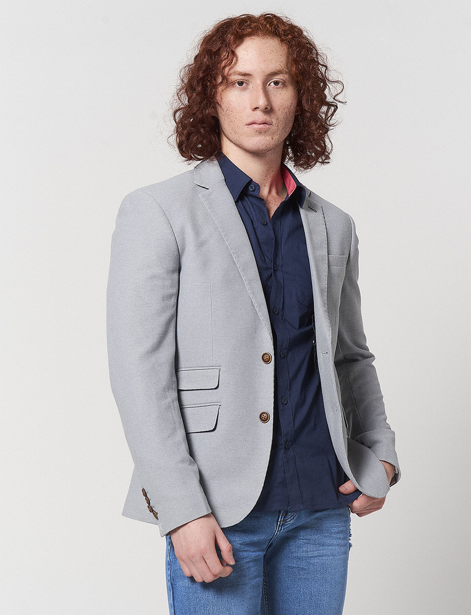 Blazer Textura Gris Claro
