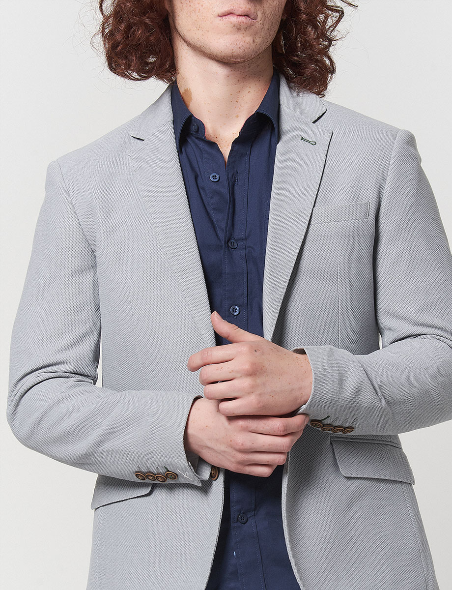 Blazer Textura Gris Claro