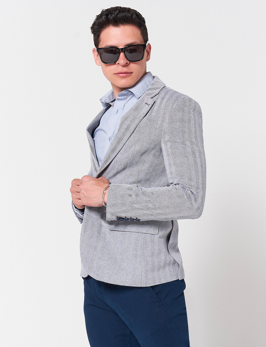 Blazer a Rayas Gris